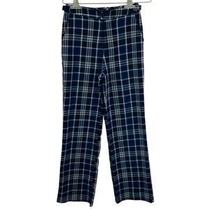 Brandy Melville Blue and Black Plaid Pants High Waisted Wide Leg John Galt